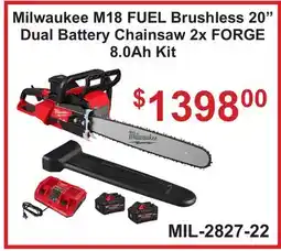 Atlas Tools & Machinery Milwaukee M18 FUEL Brushless 20 Dual Battery Chainsaw 2x FORGE 8.0Ah Kit offer
