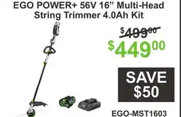 Atlas Tools & Machinery EGO POWER + 56V 16 Multi-Head String Trimmer 4.0Ah Kit offer