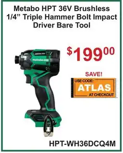 Atlas Tools & Machinery Metabo HPT 36V Brushless 1/4 Triple Hammer Bolt Impact Driver offer