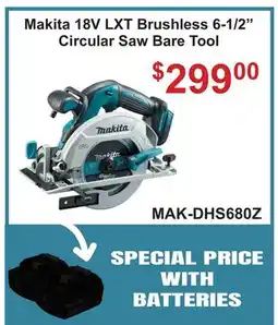 Atlas Tools & Machinery Makita 18V LXT Brushless 6-1/2 Circular Saw Bare Tool offer