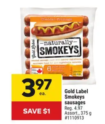 Giant Tiger Gold Label Smokeys sausages offer