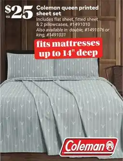 Giant Tiger Coleman queen printed sheet set offer