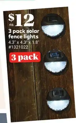 Giant Tiger 3 pack solar fence lights offer
