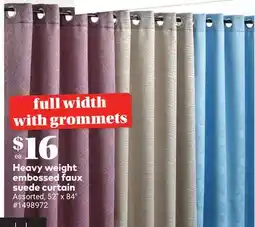 Giant Tiger Heavy weight embossed faux suede curtain offer