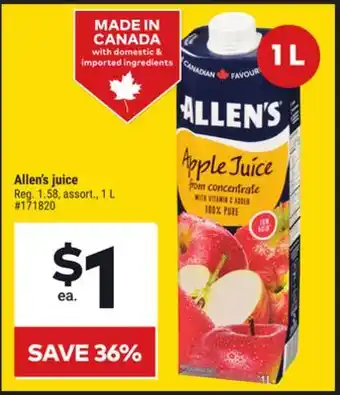 Giant Tiger Allen's Juice offer