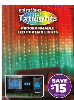 Showcase pulsationz Txtilights PROGRAMMABLE LED CURTAIN LIGHTS offer