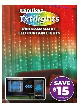 Showcase pulsationz Txtilights PROGRAMMABLE LED CURTAIN LIGHTS offer