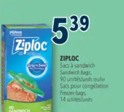 Familiprix ZIPLOC, Sandwich bags, 90 units or Freezer bags, 14 units offer