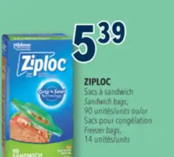 Familiprix ZIPLOC, Sandwich bags, 90 units or Freezer bags, 14 units offer