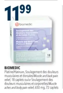 Familiprix Biomedic muscle & back pain platinum relief caplets 18un offer