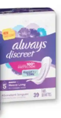 Familiprix ALWAYS Selected incontinence pads or underwears offer