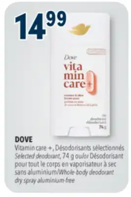 Familiprix DOVE, Whole-body deodorant dry spray aluminium-free or Vitamin care +, Selected deodorant, 74 g offer