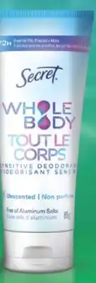 Familiprix SECRET Whole body deodorant aluminium-free, 68 g to 99 g offer