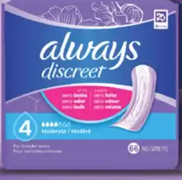 Familiprix ALWAYS, Discreet, Selected incontinence pads or underwears offer