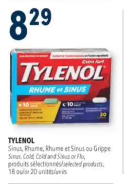Familiprix TYLENOL, Sinus, Cold, Cold and Sinus or Flu, selected products, 18 or 20 units offer