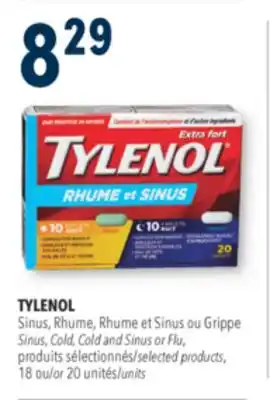 Familiprix TYLENOL, Sinus, Cold, Cold and Sinus or Flu, selected products, 18 or 20 units offer