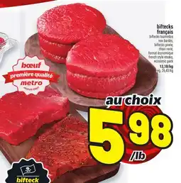 Metro BIFTECKS FRANÇAIS BIFTECKS TOURNEDOS NON BARDÉS, BIFTECKS PIRATE | FRENCH STYLE STEAKS offer