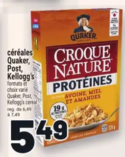 Metro CÉRÉALES QUAKER, POST, KELLOGG'S | QUAKER, POST, KELLOGG'S CEREAL offer