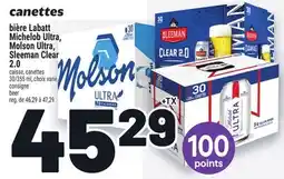 Metro BIÈRE LABATT MICHELOB ULTRA, MOLSON ULTRA, SLEEMAN CLEAR SLEEMAN CLEAR 2.0 | BEER offer