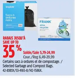 Canadian Tire Simplicite Selected Garbage and Compost Bags offer