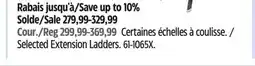 Canadian Tire Selected Extension Ladders offer