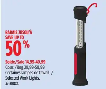 Canadian Tire Motomaster Selected Work Lights offer