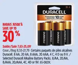 Canadian Tire Selected Duracell Alkaline Battery Packs offer