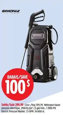 Canadian Tire Simoniz 2100-PSI Electric Pressure Washer offer