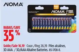 Canadian Tire NOMA 30/AAA Alkaline Batteries offer