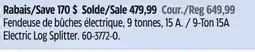 Canadian Tire Yardworks 9-Ton 15A Electric Log Splitter offer