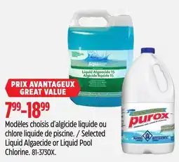 Canadian Tire Aquarius Selected Liquid Algaecide or Liquid Pool Chlorine offer