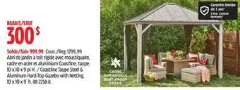 Canadian Tire Canvas Coastline Taupe Steel & Aluminum Hard-Top Gazebo with Netting offer