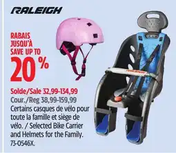 Canadian Tire Raleigh Selected Bike Carrier and Helmets for the Family offer