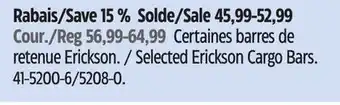 Canadian Tire Erickson Selected Erickson Cargo Bars offer