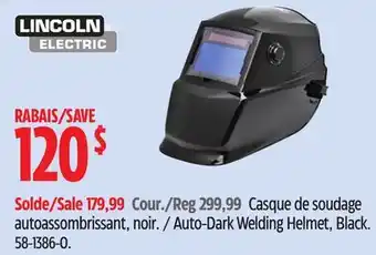 Canadian Tire Lincoln-Electric Auto-Dark Welding Helmet, Black offer