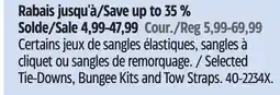 Canadian Tire Certified Selected Tie-Downs, Bungee Kits and Tow Straps offer