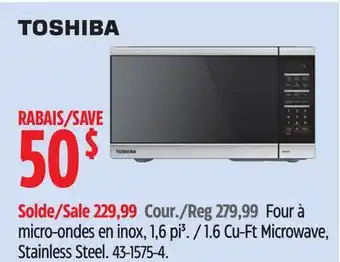 Canadian Tire TOSHIBA 1.6 Cu-Ft Microwave, Stainless Steel offer