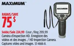 Canadian Tire MAXIMUM HD Inspection Camera. Captures video and images offer