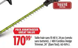 Canadian Tire Yardworks 48V Cordless Hedge Trimmer offer