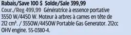 Canadian Tire 3550W/4450W Portable Gas Generator offer