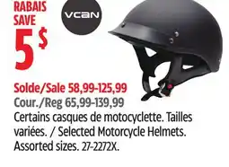 Canadian Tire VCAN Selected Motorcycle Helmets. Assorted sizes offer