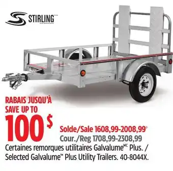 Canadian Tire Selected Galvalume Plus Utility Trailers offer