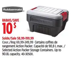 Canadian Tire Rubbermaid Selected Action Packer Storage Containers offer