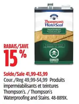 Canadian Tire Thompson's WaterSeal Thompson's Waterproofing and Stains offer