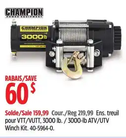 Canadian Tire Champion 3000-lb ATV/UTV Winch Kit offer