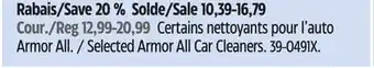 Canadian Tire Selected Armor All Car Cleaners offer
