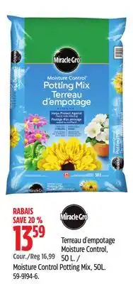 Canadian Tire Miracle-Gro Moisture Control Potting Mix offer