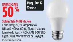 Canadian Tire NOMA A19 60W LED Light Bulbs offer