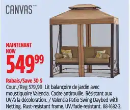 Canadian Tire Valencia Patio Swing Daybed with Netting. Rust-resistant frame. UV/fade-resistant offer