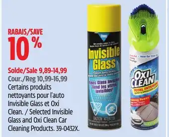 Canadian Tire Stoner Selected Invisible Glass and Oxi Clean Car Cleaning Products offer